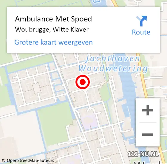 Locatie op kaart van de 112 melding: Ambulance Met Spoed Naar Woubrugge, Witte Klaver op 31 oktober 2017 19:05