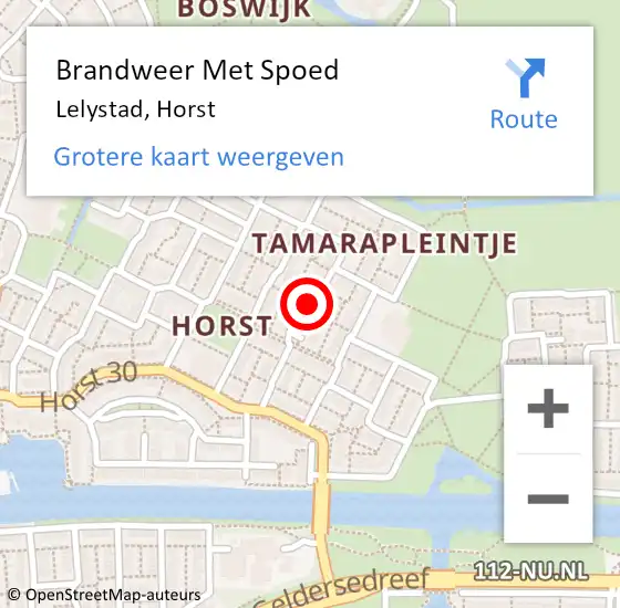 Locatie op kaart van de 112 melding: Brandweer Met Spoed Naar Lelystad, Horst op 31 oktober 2017 22:36