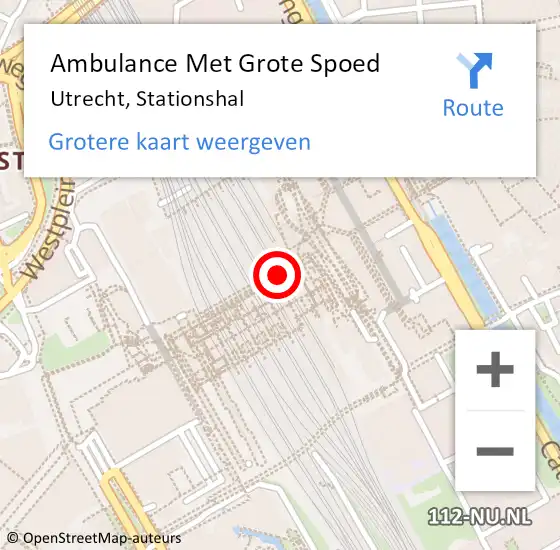 Locatie op kaart van de 112 melding: Ambulance Met Grote Spoed Naar Utrecht, Stationshal op 1 november 2017 07:18
