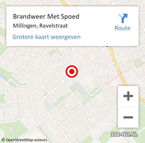 Locatie op kaart van de 112 melding: Brandweer Met Spoed Naar Millingen, Ravelstraat op 1 november 2017 10:10