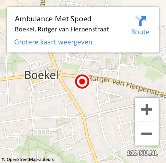 Locatie op kaart van de 112 melding: Ambulance Met Spoed Naar Boekel, Rutger van Herpenstraat op 1 november 2017 11:01