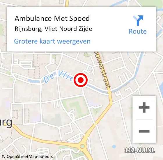 Locatie op kaart van de 112 melding: Ambulance Met Spoed Naar Rijnsburg, Vliet Noord Zijde op 1 november 2017 13:44