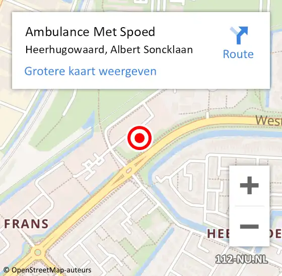 Locatie op kaart van de 112 melding: Ambulance Met Spoed Naar Heerhugowaard, Albert Soncklaan op 1 november 2017 15:29