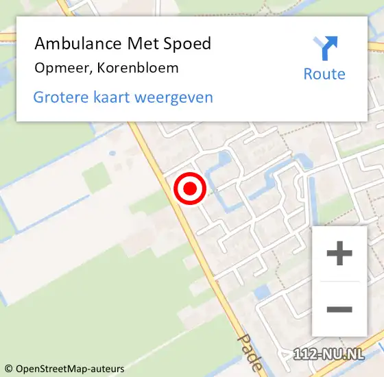Locatie op kaart van de 112 melding: Ambulance Met Spoed Naar Opmeer, Korenbloem op 1 november 2017 19:17
