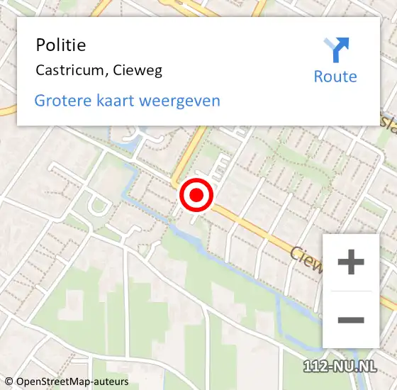 Locatie op kaart van de 112 melding: Politie Castricum, Cieweg op 1 november 2017 20:03