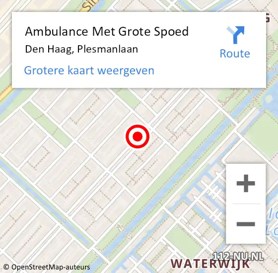 Locatie op kaart van de 112 melding: Ambulance Met Grote Spoed Naar Den Haag, Plesmanlaan op 1 november 2017 20:09
