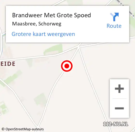 Locatie op kaart van de 112 melding: Brandweer Met Grote Spoed Naar Maasbree, Schorweg op 1 november 2017 20:58
