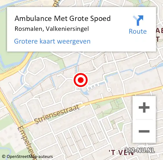 Locatie op kaart van de 112 melding: Ambulance Met Grote Spoed Naar Rosmalen, Valkeniersingel op 2 november 2017 01:17