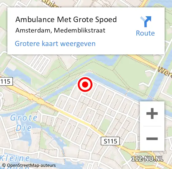 Locatie op kaart van de 112 melding: Ambulance Met Grote Spoed Naar Amsterdam, Medemblikstraat op 2 november 2017 05:59