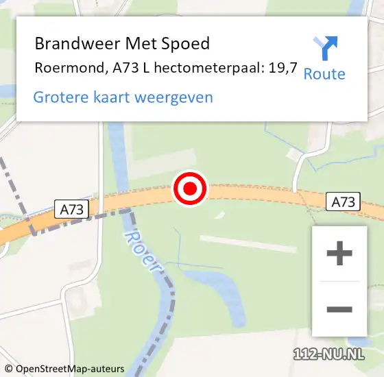 Locatie op kaart van de 112 melding: Brandweer Met Spoed Naar Roermond, A73 L hectometerpaal: 19,7 op 2 november 2017 06:52