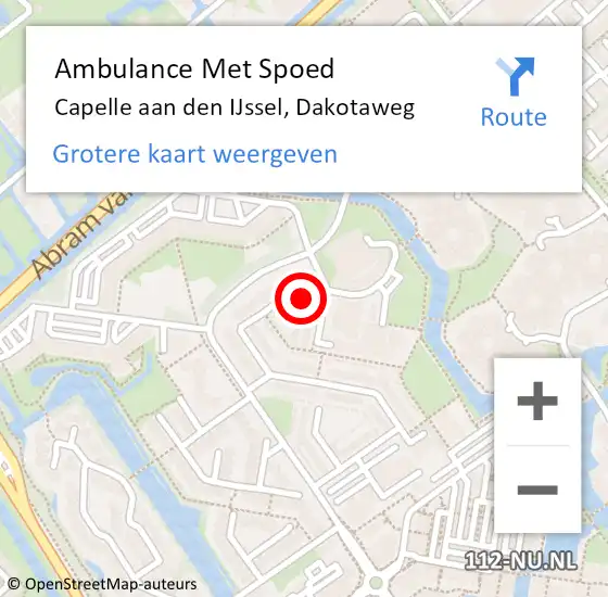 Locatie op kaart van de 112 melding: Ambulance Met Spoed Naar Capelle aan den IJssel, Dakotaweg op 2 november 2017 12:17