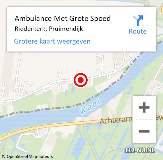 Locatie op kaart van de 112 melding: Ambulance Met Grote Spoed Naar Ridderkerk, Pruimendijk op 2 november 2017 15:25