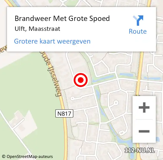 Locatie op kaart van de 112 melding: Brandweer Met Grote Spoed Naar Ulft, Maasstraat op 2 november 2017 18:32