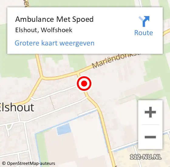 Locatie op kaart van de 112 melding: Ambulance Met Spoed Naar Elshout, Wolfshoek op 2 november 2017 20:07