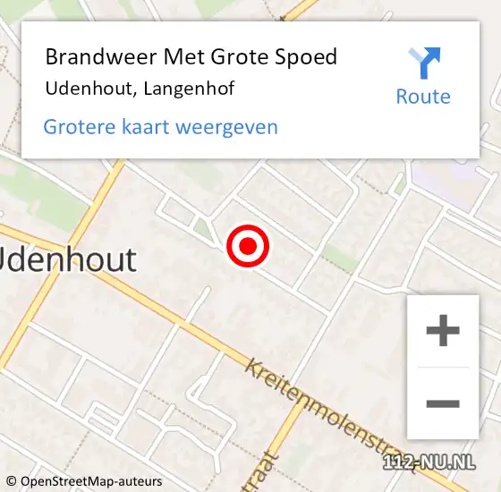 Locatie op kaart van de 112 melding: Brandweer Met Grote Spoed Naar Udenhout, Langenhof op 2 november 2017 21:23