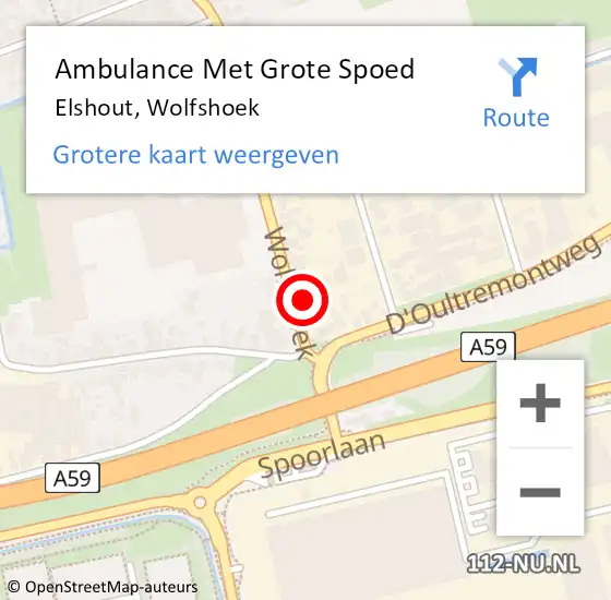 Locatie op kaart van de 112 melding: Ambulance Met Grote Spoed Naar Elshout, Wolfshoek op 3 november 2017 07:37