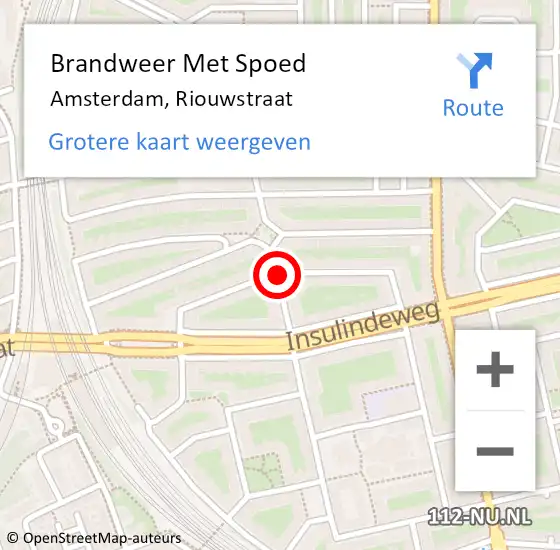 Locatie op kaart van de 112 melding: Brandweer Met Spoed Naar Amsterdam, Riouwstraat op 3 november 2017 12:48