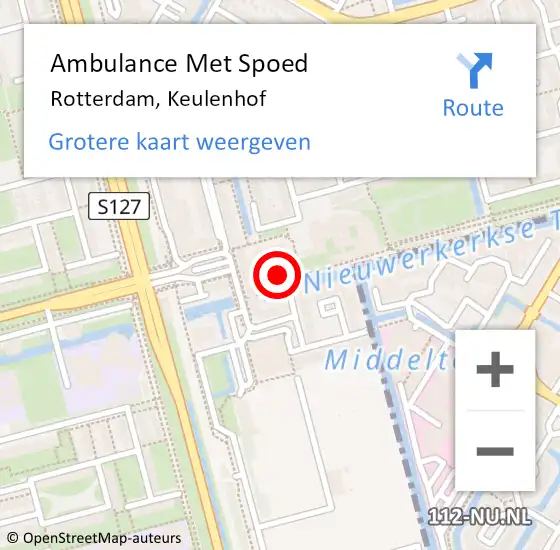 Locatie op kaart van de 112 melding: Ambulance Met Spoed Naar Rotterdam, Keulenhof op 3 november 2017 13:34