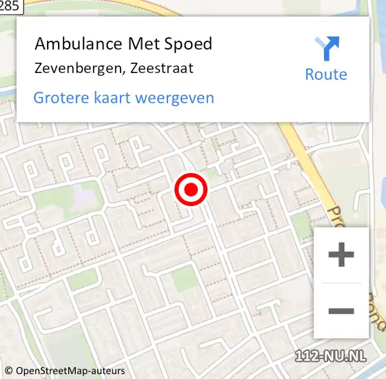 Locatie op kaart van de 112 melding: Ambulance Met Spoed Naar Zevenbergen, Zeestraat op 3 november 2017 17:16
