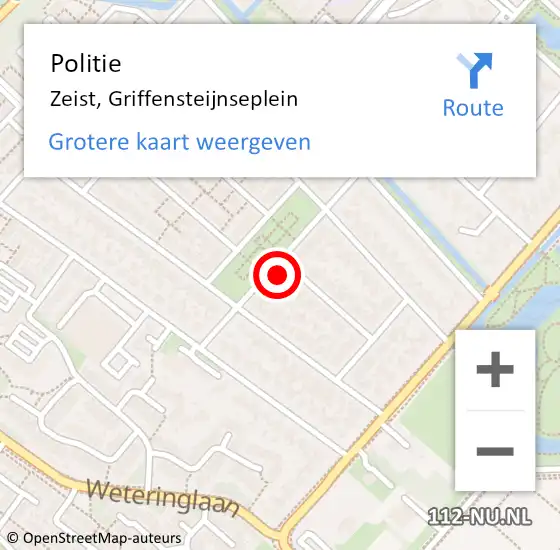 Locatie op kaart van de 112 melding: Politie Zeist, Griffensteijnseplein op 3 november 2017 19:41