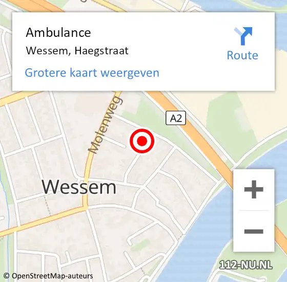 Locatie op kaart van de 112 melding: Ambulance Wessem, Haegstraat op 3 november 2017 21:08