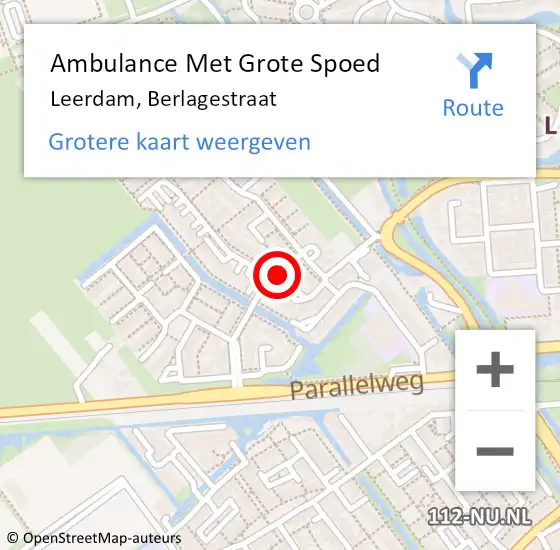 Locatie op kaart van de 112 melding: Ambulance Met Grote Spoed Naar Leerdam, Berlagestraat op 3 november 2017 21:49