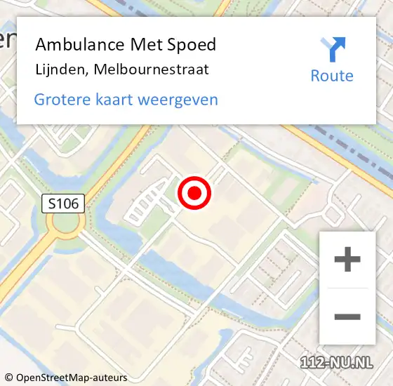 Locatie op kaart van de 112 melding: Ambulance Met Spoed Naar Lijnden, Melbournestraat op 4 november 2017 00:17