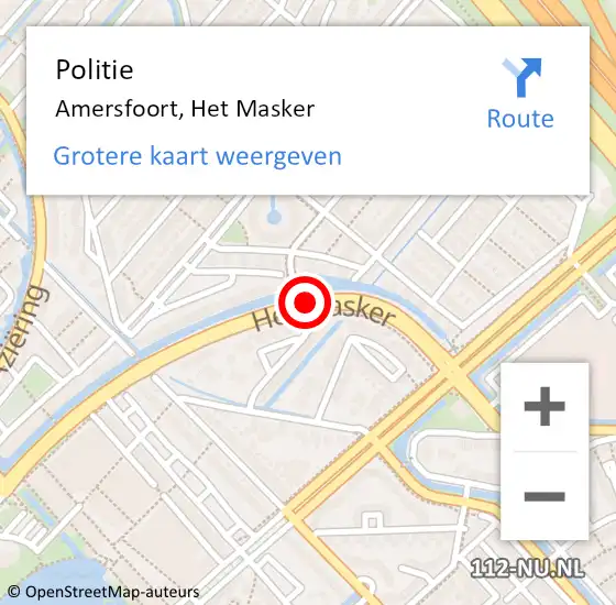 Locatie op kaart van de 112 melding: Politie Amersfoort, Het Masker op 4 november 2017 00:40