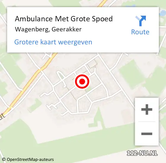 Locatie op kaart van de 112 melding: Ambulance Met Grote Spoed Naar Wagenberg, Geerakker op 4 november 2017 01:50