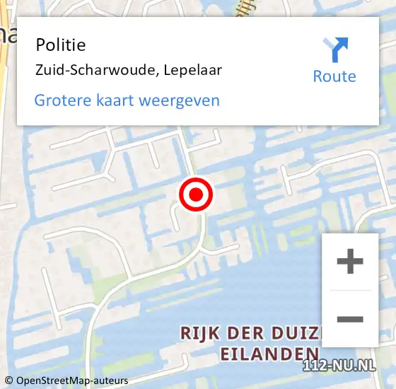 Locatie op kaart van de 112 melding: Politie Zuid-Scharwoude, Lepelaar op 4 november 2017 01:53