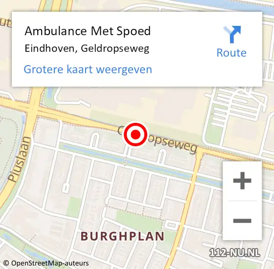 Locatie op kaart van de 112 melding: Ambulance Met Spoed Naar Eindhoven, Geldropseweg op 4 november 2017 03:27