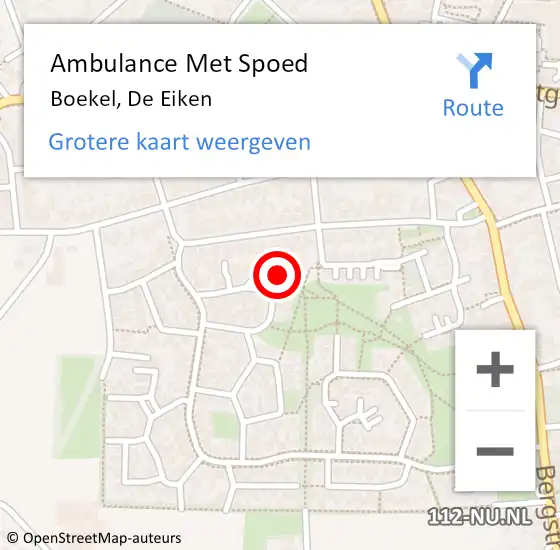 Locatie op kaart van de 112 melding: Ambulance Met Spoed Naar Boekel, De Eiken op 4 november 2017 11:36