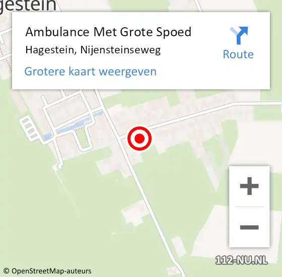 Locatie op kaart van de 112 melding: Ambulance Met Grote Spoed Naar Hagestein, Nijensteinseweg op 4 november 2017 16:17