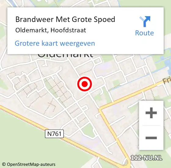 Locatie op kaart van de 112 melding: Brandweer Met Grote Spoed Naar Oldemarkt, Hoofdstraat op 4 november 2017 18:12