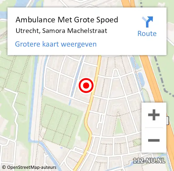 Locatie op kaart van de 112 melding: Ambulance Met Grote Spoed Naar Utrecht, Samora Machelstraat op 4 november 2017 18:41