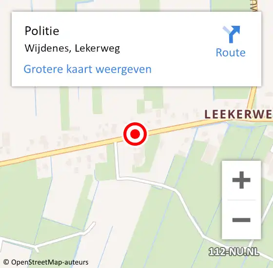 Locatie op kaart van de 112 melding: Politie Wijdenes, Lekerweg op 4 november 2017 21:51
