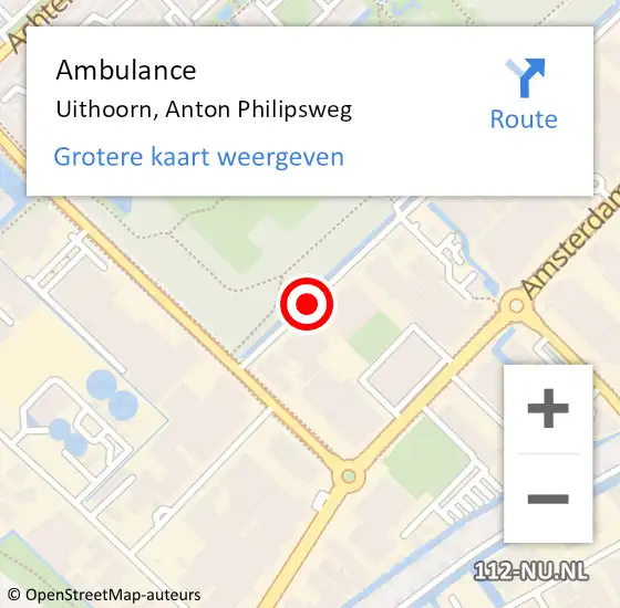 Locatie op kaart van de 112 melding: Ambulance Uithoorn, Anton Philipsweg op 5 november 2017 08:46