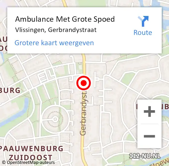Locatie op kaart van de 112 melding: Ambulance Met Grote Spoed Naar Vlissingen, Gerbrandystraat op 5 november 2017 10:07