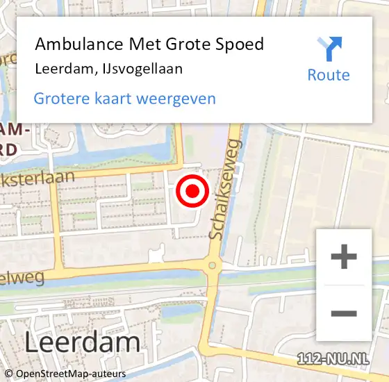 Locatie op kaart van de 112 melding: Ambulance Met Grote Spoed Naar Leerdam, IJsvogellaan op 5 november 2017 12:11