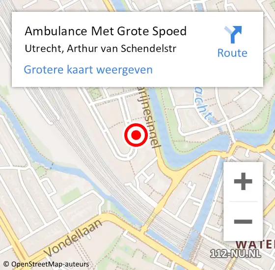 Locatie op kaart van de 112 melding: Ambulance Met Grote Spoed Naar Utrecht, Arthur van Schendelstr op 5 november 2017 16:07