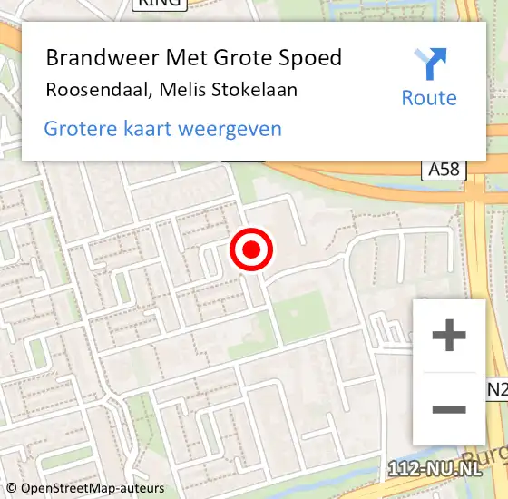 Locatie op kaart van de 112 melding: Brandweer Met Grote Spoed Naar Roosendaal, Melis Stokelaan op 5 november 2017 16:39