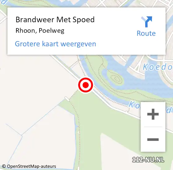 Locatie op kaart van de 112 melding: Brandweer Met Spoed Naar Rhoon, Poelweg op 5 november 2017 16:53