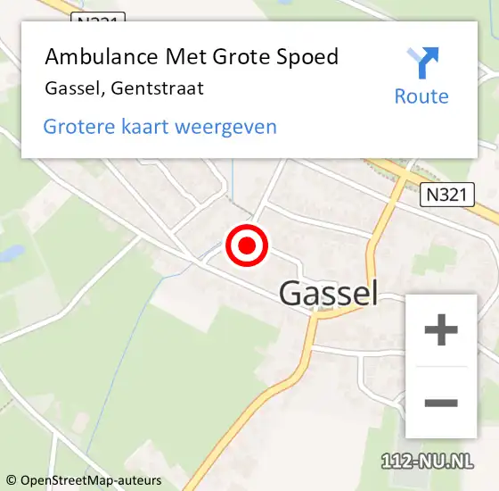Locatie op kaart van de 112 melding: Ambulance Met Grote Spoed Naar Gassel, Gentstraat op 5 november 2017 17:42