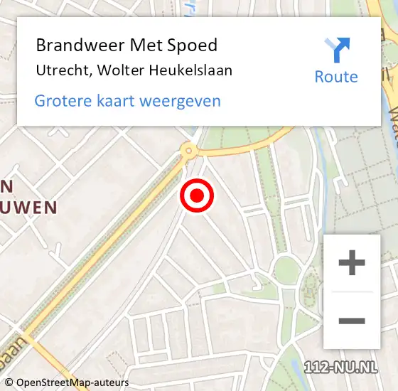 Locatie op kaart van de 112 melding: Brandweer Met Spoed Naar Utrecht, Wolter Heukelslaan op 5 november 2017 17:45