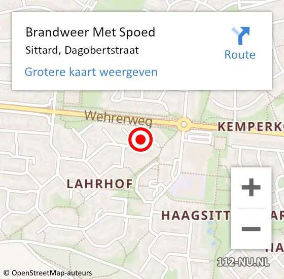 Locatie op kaart van de 112 melding: Brandweer Met Spoed Naar Sittard, Dagobertstraat op 5 november 2017 19:37