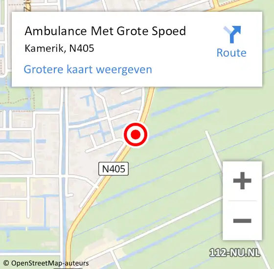 Locatie op kaart van de 112 melding: Ambulance Met Grote Spoed Naar Kamerik, N405 op 5 november 2017 20:45