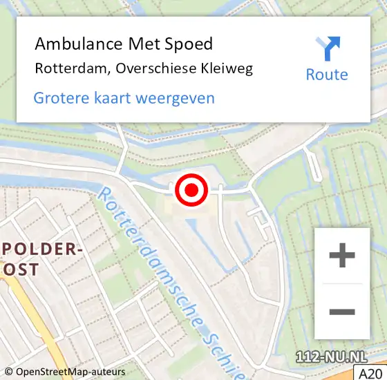 Locatie op kaart van de 112 melding: Ambulance Met Spoed Naar Rotterdam, Overschiese Kleiweg op 6 november 2017 05:45