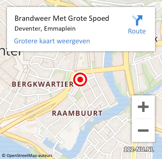 Locatie op kaart van de 112 melding: Brandweer Met Grote Spoed Naar Deventer, Emmaplein op 6 november 2017 08:55
