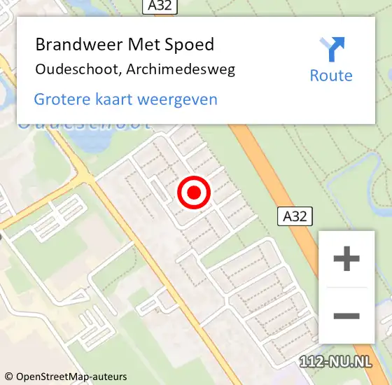 Locatie op kaart van de 112 melding: Brandweer Met Spoed Naar Oudeschoot, Archimedesweg op 6 november 2017 09:17