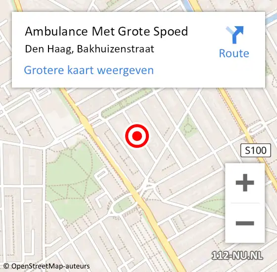 Locatie op kaart van de 112 melding: Ambulance Met Grote Spoed Naar Den Haag, Bakhuizenstraat op 6 november 2017 12:07